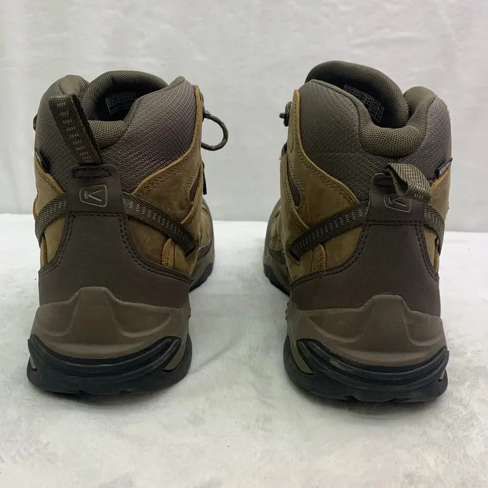 Keen Mens Sz 14 Circadia Mid Waterproof Hiking Boots Leather Bison Brindle